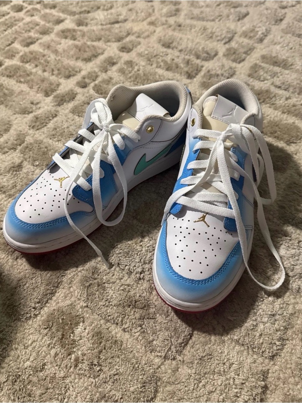 Jordan Kids White and Blue Sneakers